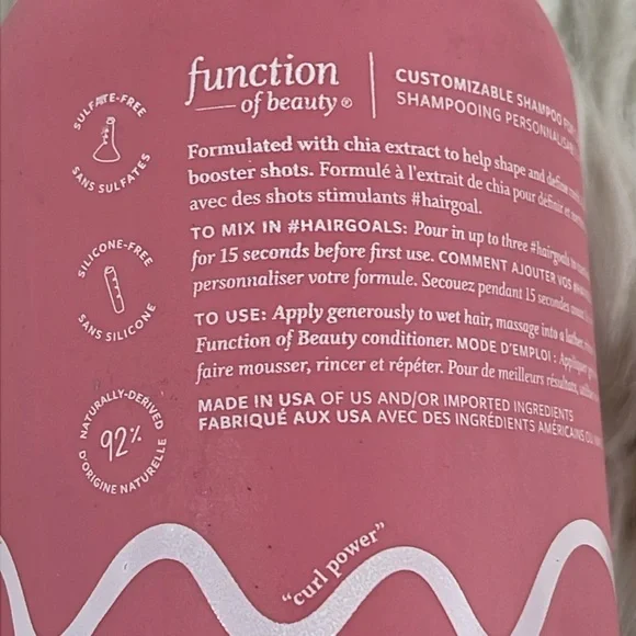 FUNCTION OF BEAUTY Bouncy Curly Hair Shampoo With Chia Extract for Nourished NEW - Picture 3 of 5